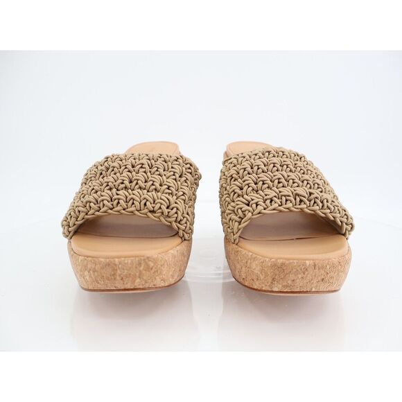Vince Nicki Crochet Cork Sandal Womens Size 10 Tan Slide Platform Wedge Slip On - Picture 3 of 11
